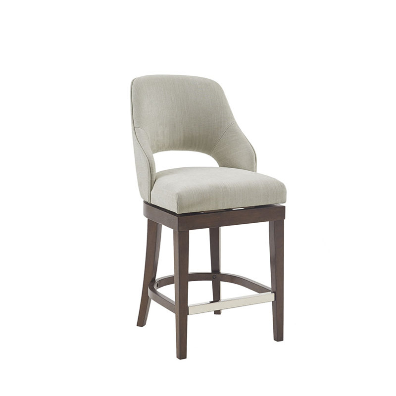 Jillian Cream 360° Swivel Solid Wood Counter Stool, Cream