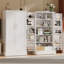 Armoire de rangement blanche autoportante de 47 po avec tablettes réglables, portes magnétiques et quincaillerie anti-basculement, armoire utilitaire multi-pièces