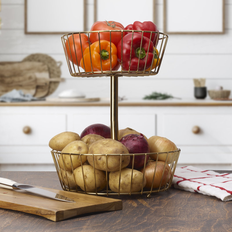 Mikasa Gourmet Basics Geneva 2 Tier Basket, Gold