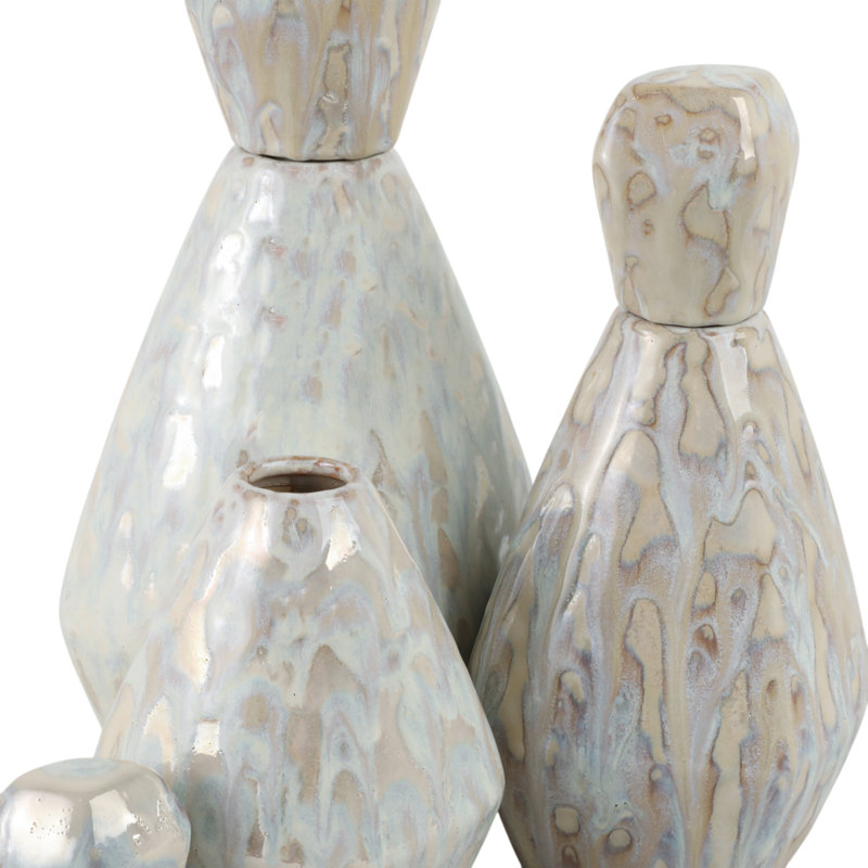 Sagebrook Handmade Stoneware Decorative Bottles, 13"H x 7"W x 7"D, Gray