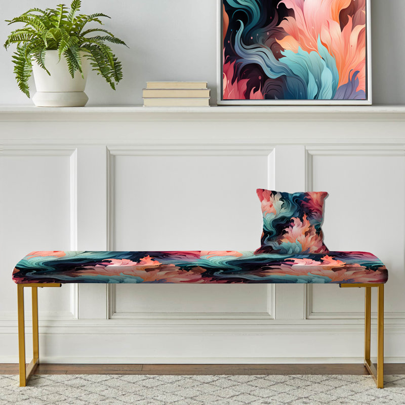 Banc abstrait tapissier doré, Ethnos Paisley Harmony Marble