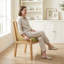 Chaise d'appoint Farmhouse Rustic - Chaise de salle à manger en bois massif durable avec siège rembourré en lin et accoudoirs décoratifs-1860377997