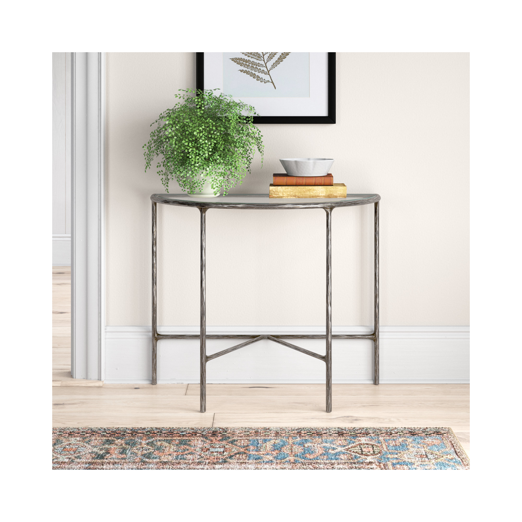 Evelynn 36'' Console Table, Clear, Silver