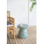 Petit tabouret de jardin Capiz, table d'appoint ronde bleue