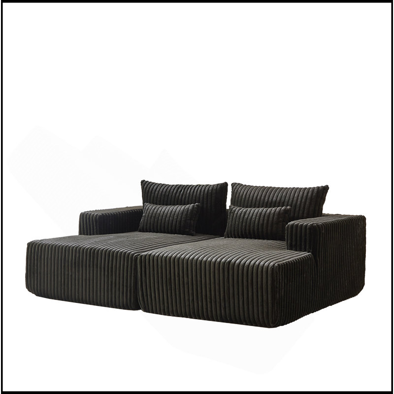 Oversized Sectional Lounge Chaise,Cloud Plush Loveseat with Reclining Sofa Bed,Fluffy Modern Sleeper Sofa, Convertible Sofa for Indoor Living Room Bedroom