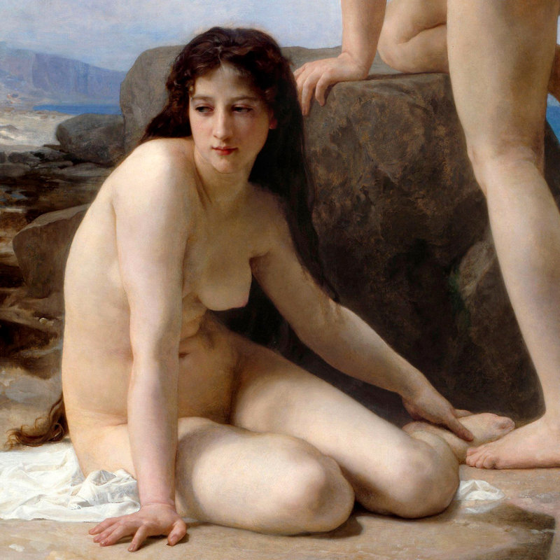 "The Bathers" par William-Adolphe Bouguereau sur toile, H 36,25 po x l 28,25 po