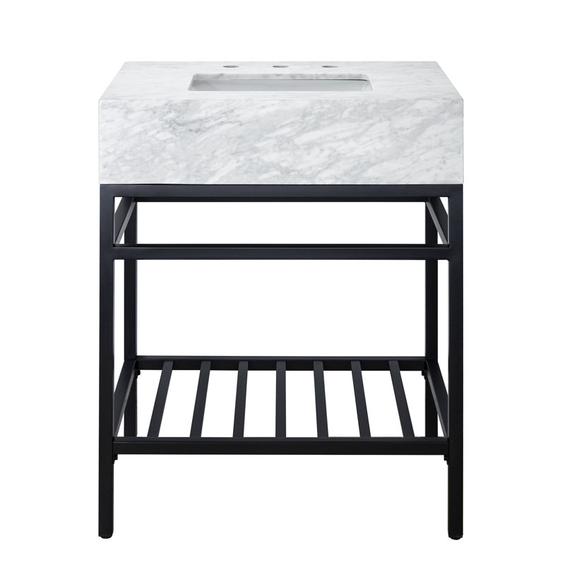Kliti 26'' Single Bathroom Vanity with Carrara Marble Top