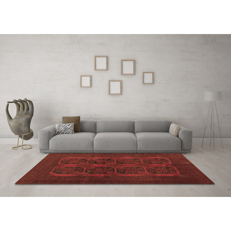 Washable Geometric Indoor Rug, Square 3'