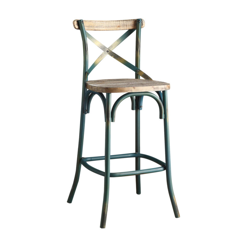 Chaise de bar de style rétro avec cadre en métal antique turquoise, Turquoise antique