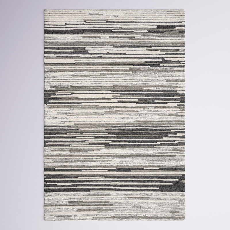 Rizzuto Abstract Hand Tufted Wool/Cotton Area Rug in Beige/Gray, Rectangle 6' x 9'