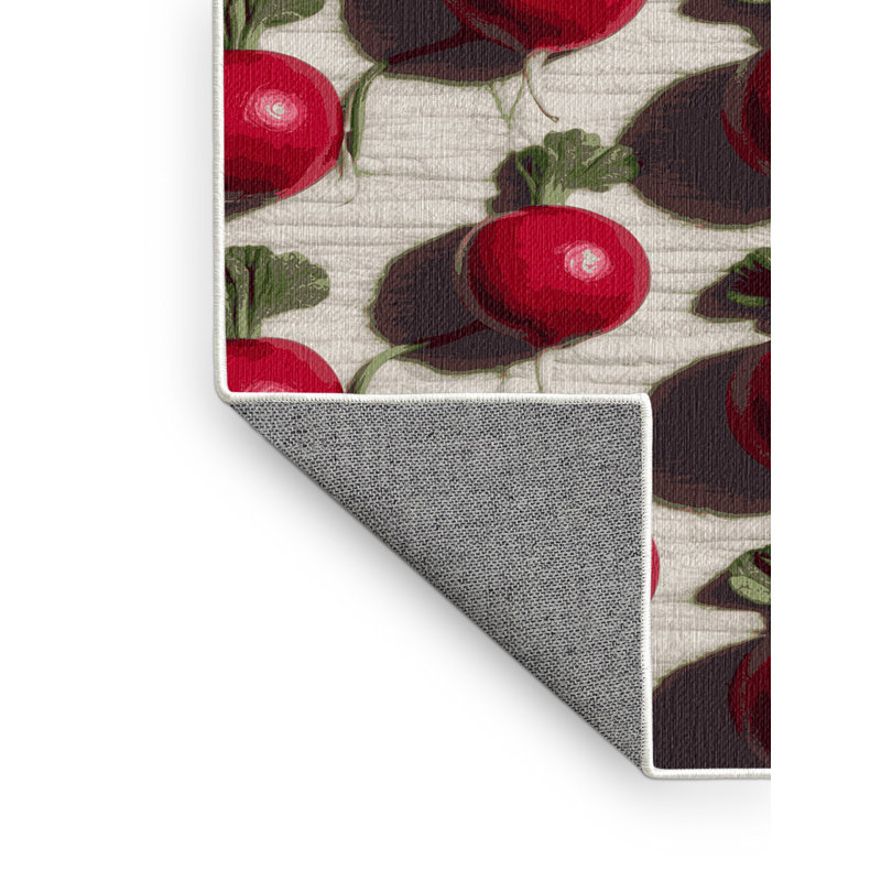 Tapis lavable avec légumes radis, Rectangulaire 8 pi x 12 pi