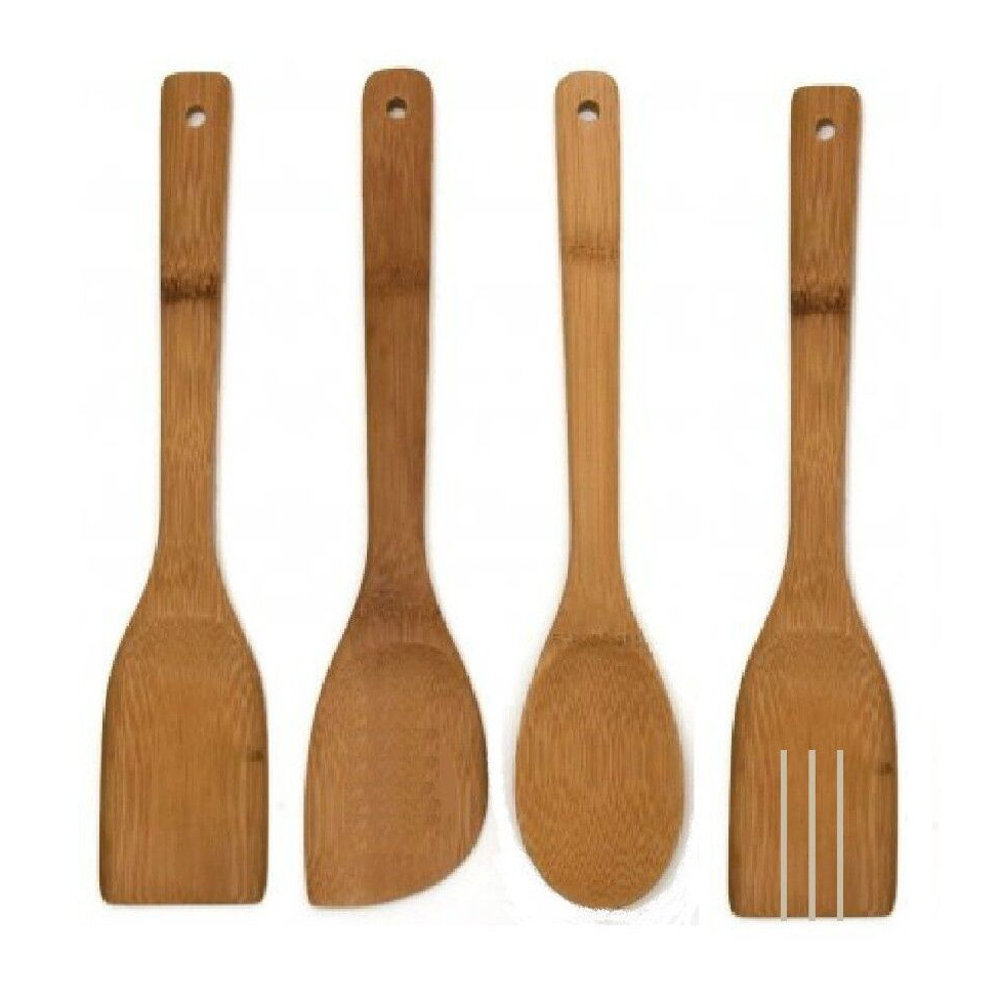 4X Wooden Spoons Spatula Spoon Kitchen Cooking Utensils Tools Turner Set