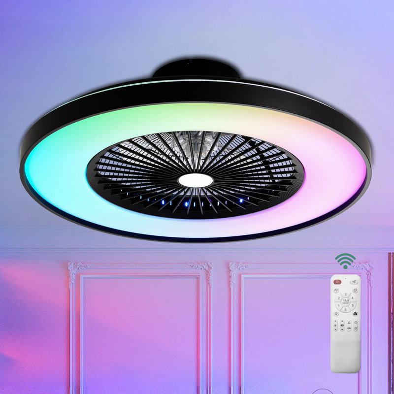 Ventilateur de plafond encastré moderne moderne à profil bas de 23 pouces avec lumière et contrôle de l'application pour la chambre à coucher
