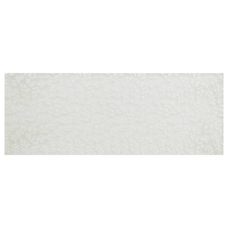 Sonya Flowers 6x16 Frosted Glass Tile, Pearl White