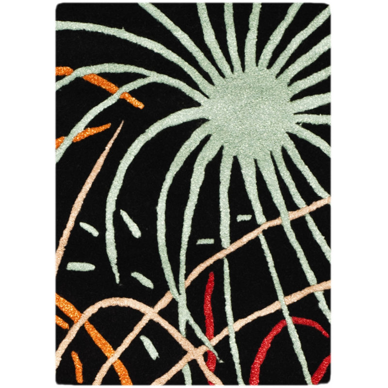 Tapis abstrait en laine et viscose touffeté à la main Candelo Soho, Rectangle de 3 pi 6 po x 5 pi 6 po