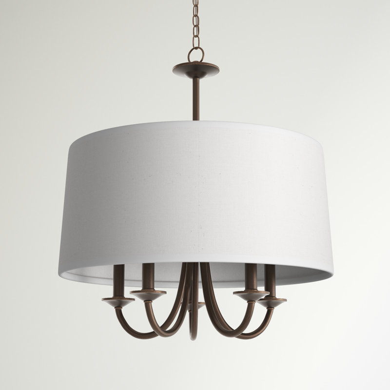Lustre cinq lumières à abat-jour Seville de Génération Éclairage , Sienne brûlée, Non