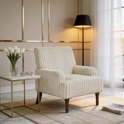 Fauteuil classique avec pieds élégants en bois, pour le salon