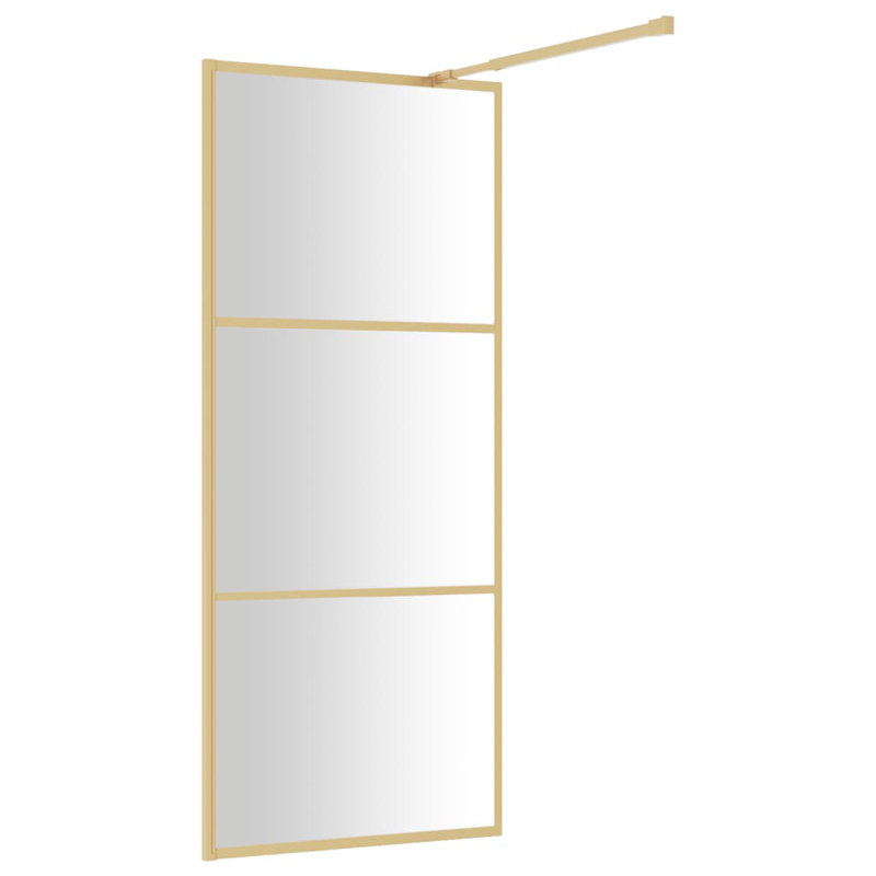 Bendale 195mm H Framed Walk In Glass Screens with Glass, Gold, 80cm W