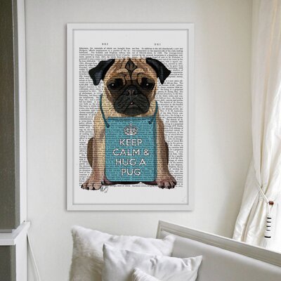 Hug a Pug' Framed Painting Print -  Marmont Hill, MH-WAG-392-NWFP-30