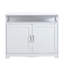 Enceinte de litière, meuble de litière pour chat avec prise dissimulée, 2 portes, banc de rangement pour salle de bain pour chat, table d'appoint pour chat, grand bac à litière en bois inclus, blanc-1231301899