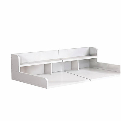 Washer Dryer Countertop with Non-slip Pads Laundry Wood Shelf Topper with Edge, 54" Width x 27.5" Depth Double Layer Organizer for Washer and Dryer Laundry Hamper Counter Storage Organization (White)