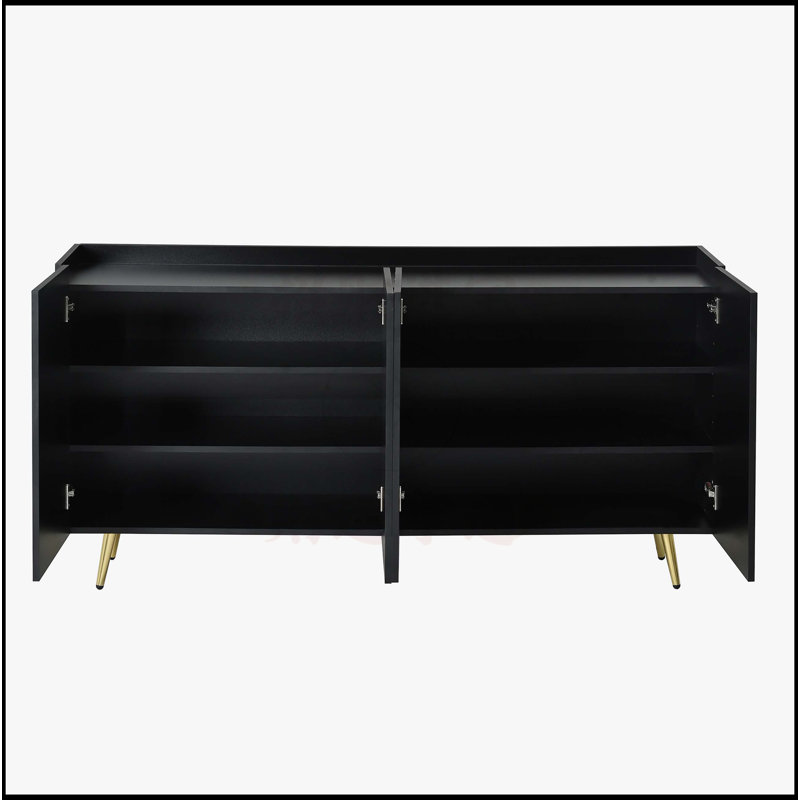 Meuble télé avec 4 tablettes réglables pour téléviseur de 70 po ou moins, Noir, noir, noir, noir