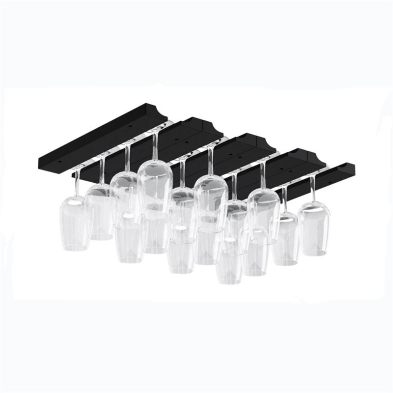 Wall Mounted Wine Glass Rack Black