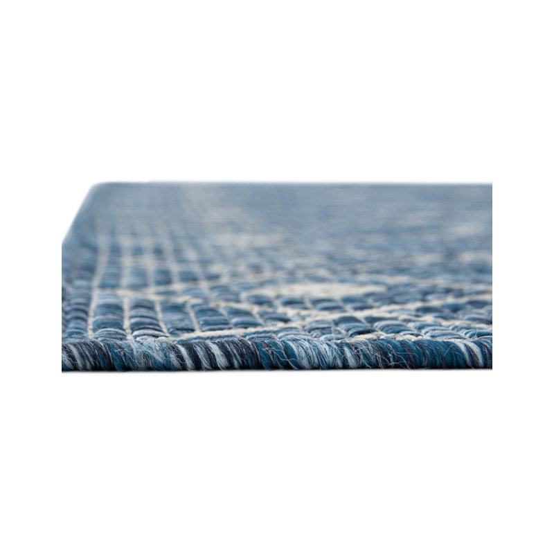 Innsbrook Southwestern Power Loom Teal Indoor/Outdoor Area Rug, Square 5'3"