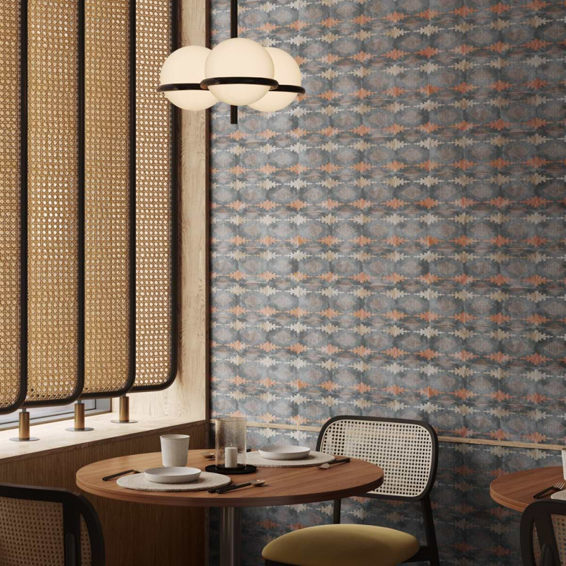 Paula Purroy Talia 5x5 Matte Ceramic Tile, Aztec Blue Terracotta