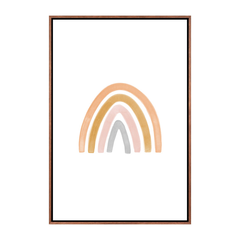 Aquarelle arc-en-ciel II - impression, Pas de tapis, H 60 po x l 40po x P 1,5 po, Toile avec cadre brun