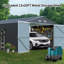 Remise de rangement extérieure 13 x 20 pi, grande remise de garage en métal pour voiture, camion, vélo, tondeuse à gazon, outil de jardin