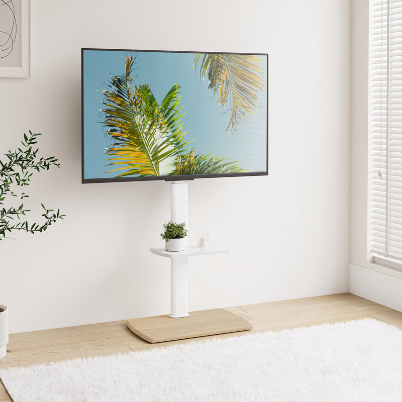 Modern Floor TV Stand For 32'' To 70'' TVs With One Shelf, White