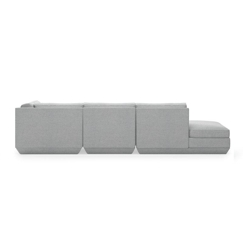 Podium Modular 4 PC Lounge Sectional B, Bayview Silver Performance Twill, Right Hand Facing