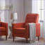 Fauteuil inclinable de style Mid-Century inclinable, siège épais en polyester touffeté, pieds en bouleau espresso | Jaune moutarde | Taille compacte-1131930557