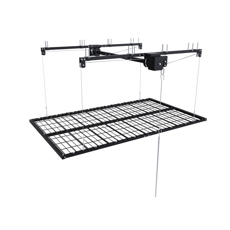 Overhead Garage Storage Rack 4x8 FT for High Ceilings 10-12 FT, All-Steel Construction with Safety Lock