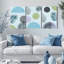 Feuilles tropicales et cercles géométriques sur toile abstraite, style bohème moderne (ensemble de 3)-923264706