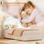 Structure de lit simple princesse avec 4 tiroirs de rangement et lumières DEL, revêtement en velours, tête de lit arc-en-ciel, lattes en bois massif, aucun sommier nécessaire-942512719