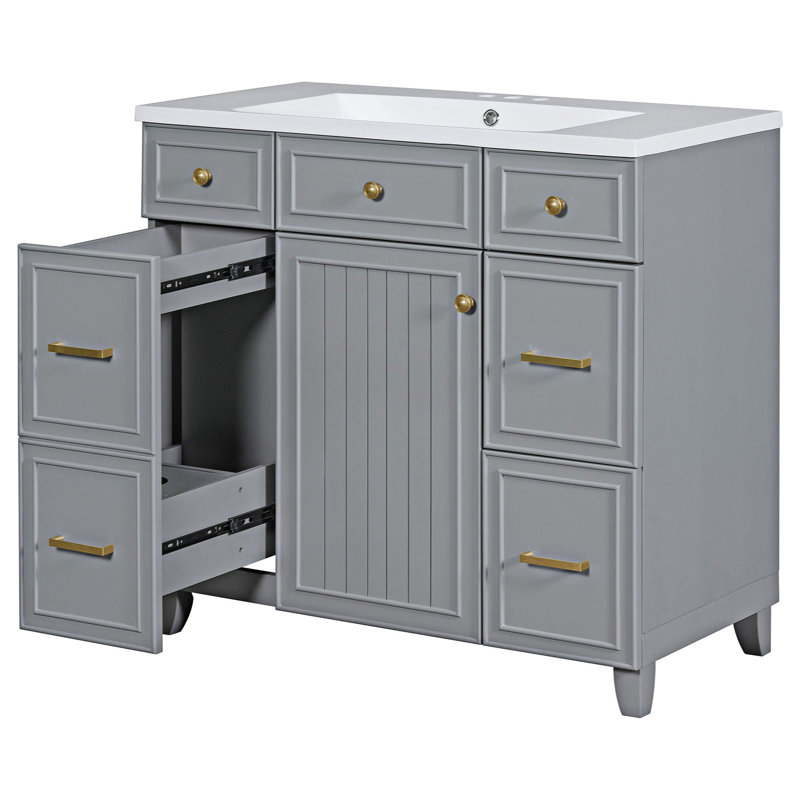 Meuble-lavabo simple 36 po avec plateau en résine Zeda