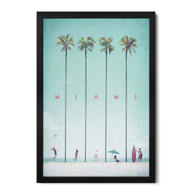 «Visit Miami», affiche encadrée de qualité supérieure par Henry Rivers, H 24 po x l 16 po