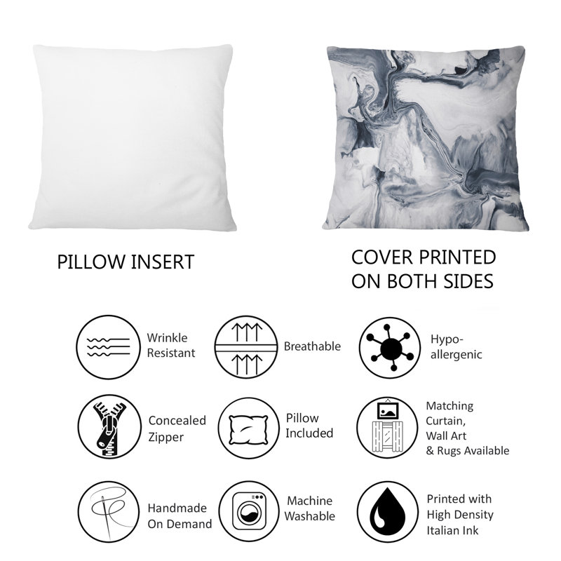 Coussin décoratif abstrait imprimé noir et blanc 1