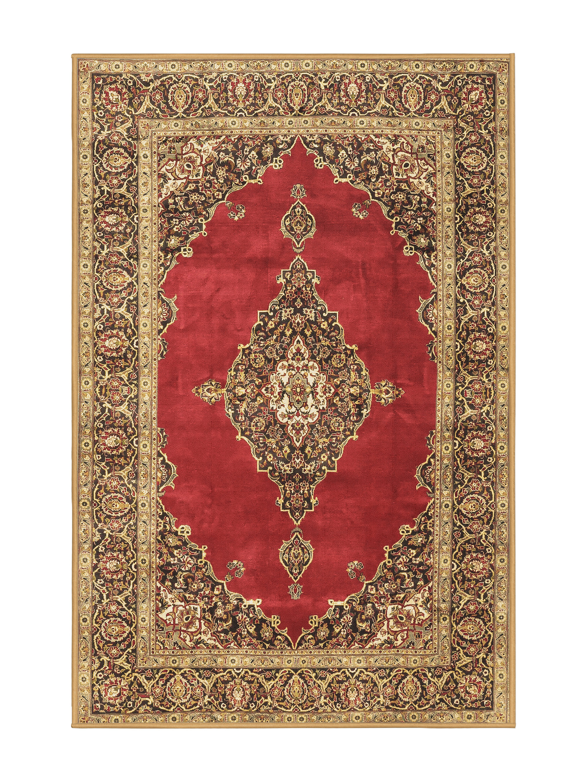 Wayfair Monarchy Rugs Bungalow Rose Traditional 4489 Brown Machine Washable Area Rugs | Wayfair