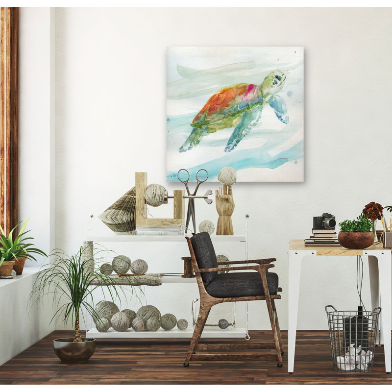 « turtle tropiques i », peinture, H 32 po x l 32 po x p 1,5 po, Toile tendue