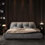 Très grand lit plateforme moderne avec structure en bois massif et en tissu gris non rembourré-1109583946-1109583951