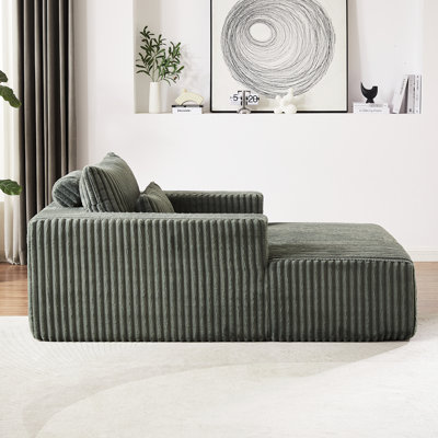 No Assembly Corduroy Sponge Chair - 75-Inch Fluffy Lounge For Living Room, Pillow, Army Bedroom Indoor, With Room