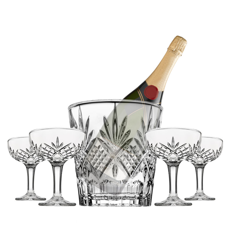 Ensemble de seau à glace 67 oz et coupe à champagne 6 oz Dublin Crystal