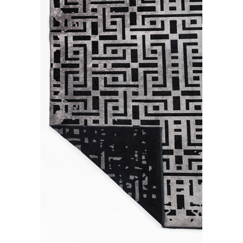 Rapture Black/Gray Geometric Luxury Area Rug, Rectangle 7'10" x 9'10"