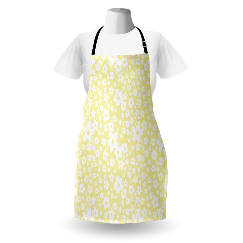 Tablier floral East Urban Home unisexe, marguerites printanières, taille adulte, jaune blanc