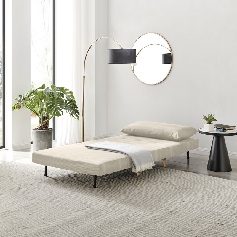 Brody Futon Sofa Bed - Luxury Simple Modern Folding Design, Cream Corduroy