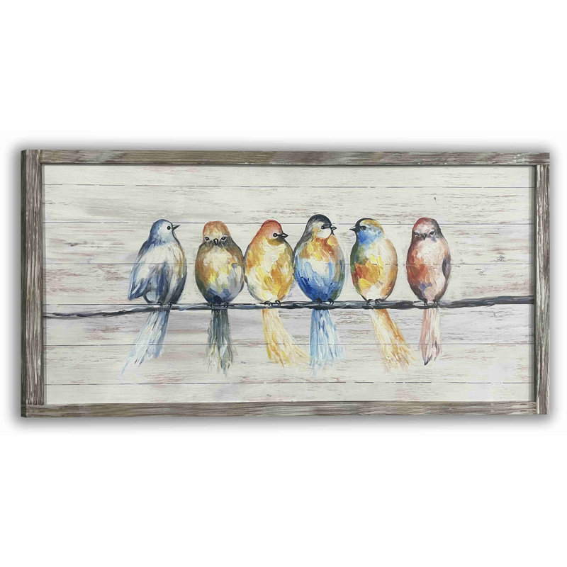 Oiseaux sur une branche - reproduction sur toile tendue, H 20 po x l 40 po x P 1,5 po