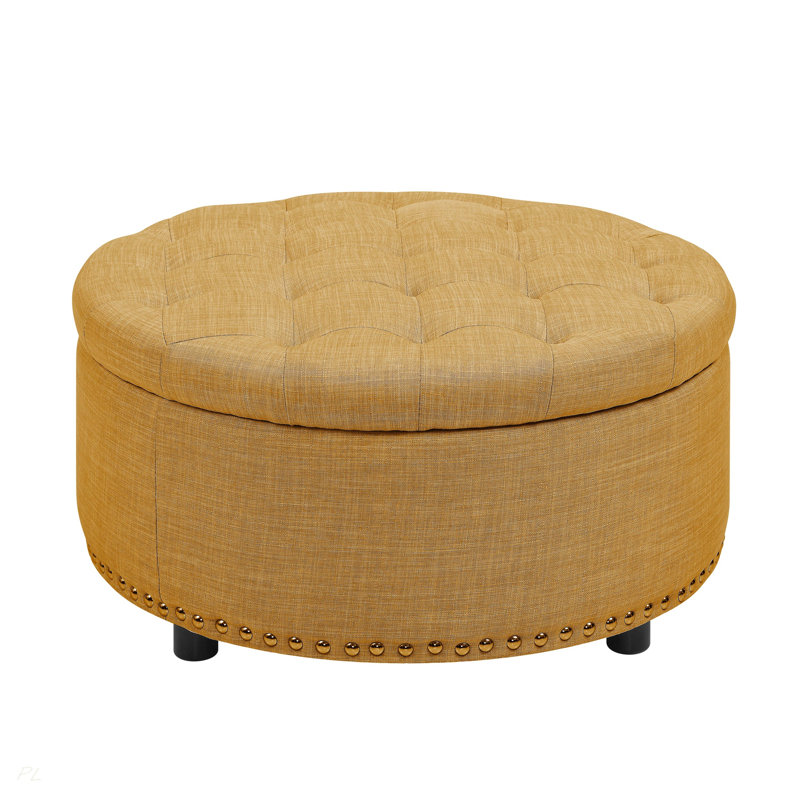 Tufted Storage Ottoman, Orange
